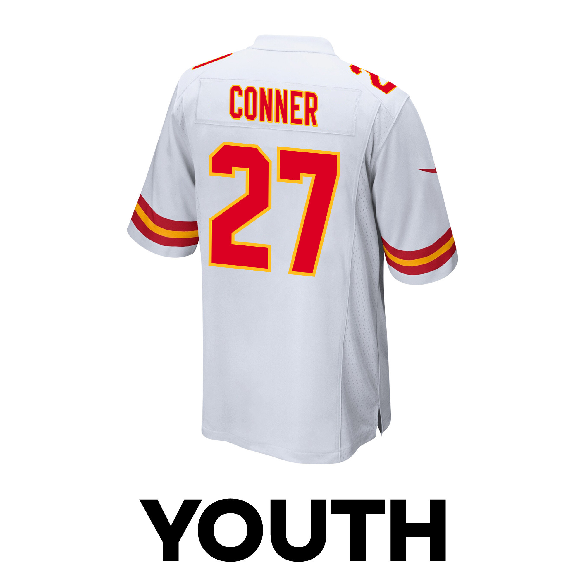 Chamarri Conner 27 Kansas City Chiefs Super Bowl LVIII Champions 4X Game White NFL Jersey Youth