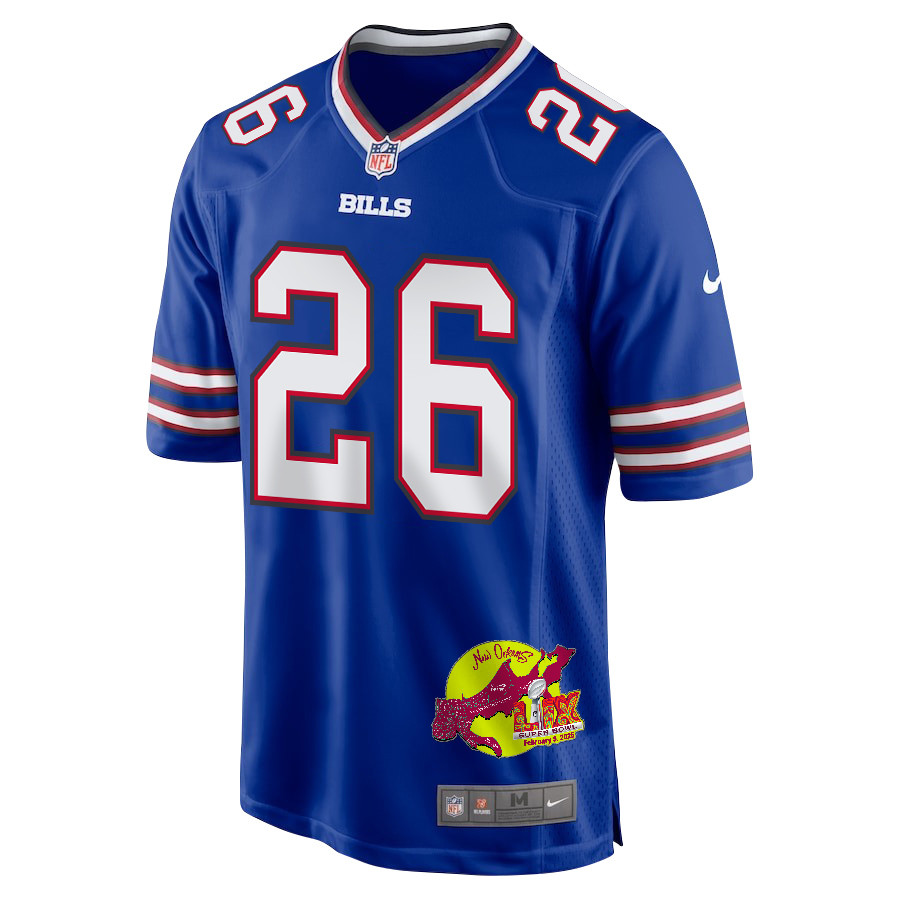 Ty Johnson 26 Buffalo Bills Super Bowl LIX New Orleans Patch Game Royal NFL Jersey Men's