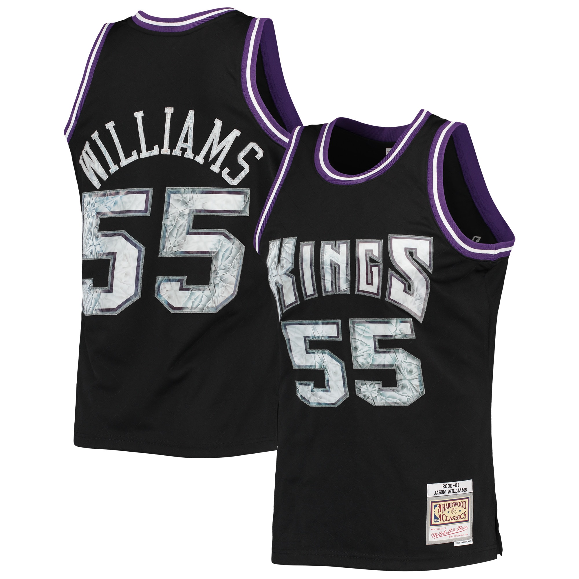 Mitchell Ness Jason Williams Black Sacramento Kings 2000/01 Hardwood Classics 75th Anniversary Diamond Swingman NBA Jersey Men's