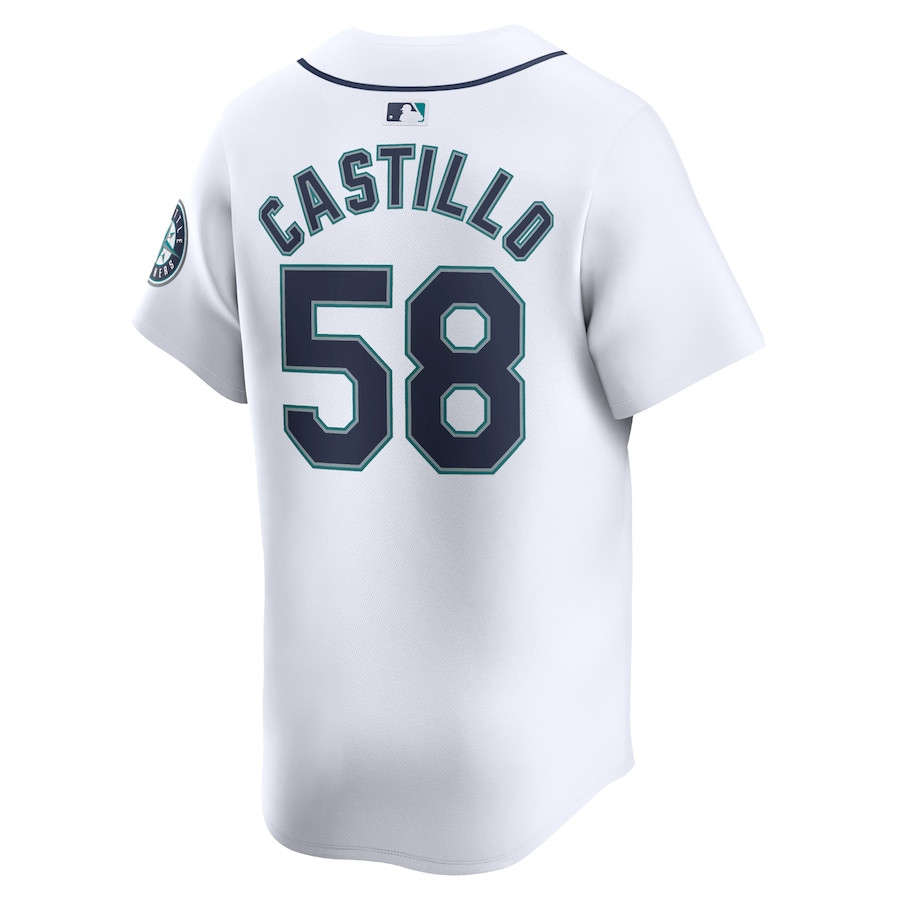 Luis Castillo 58 Seattle Mariners Home Limited Player White MLB Jersey Men's