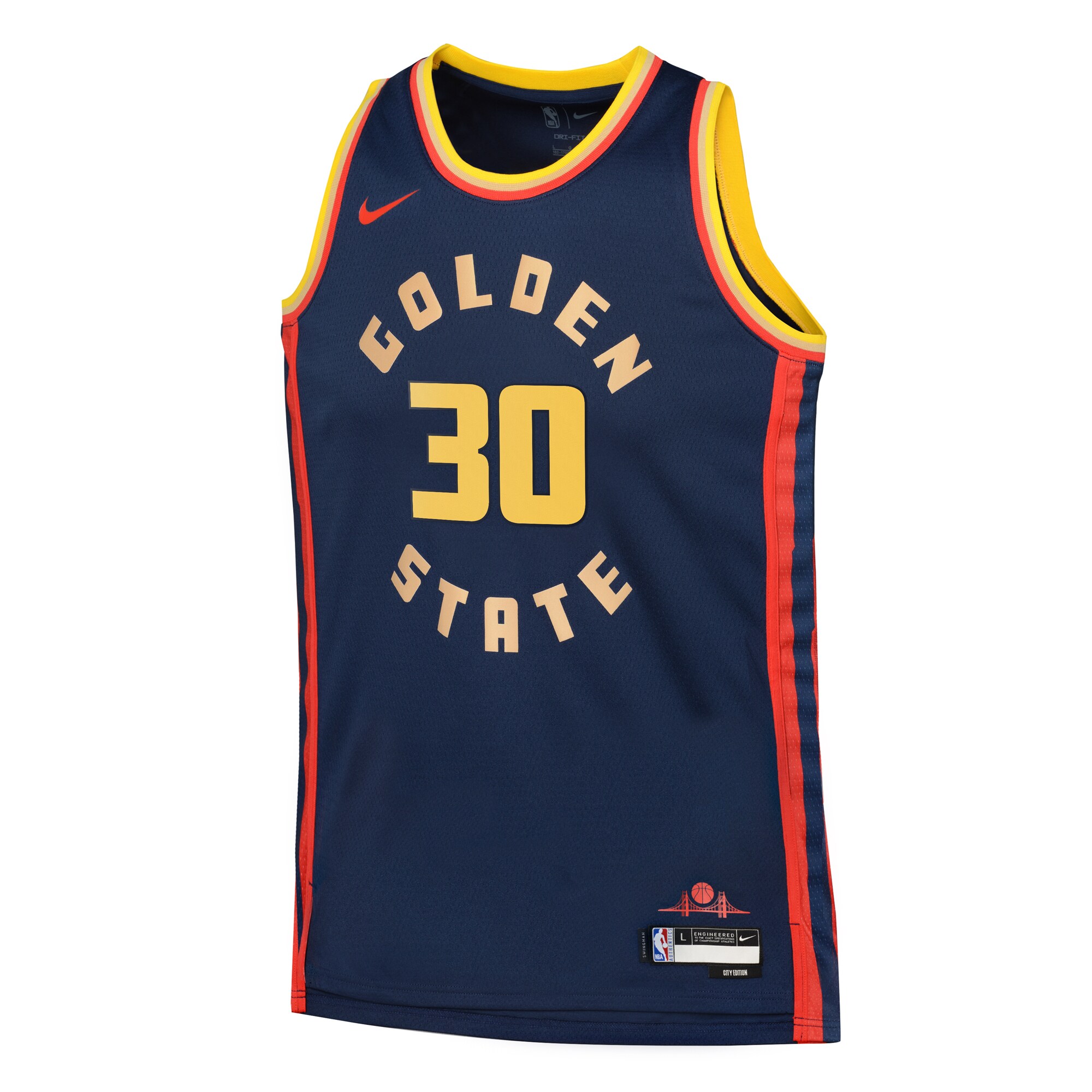Camiseta City Edition Swingman de los Golden State Warriors 2024 Azul marino Stephen Curry Juvenil NBA Jersey Men's
