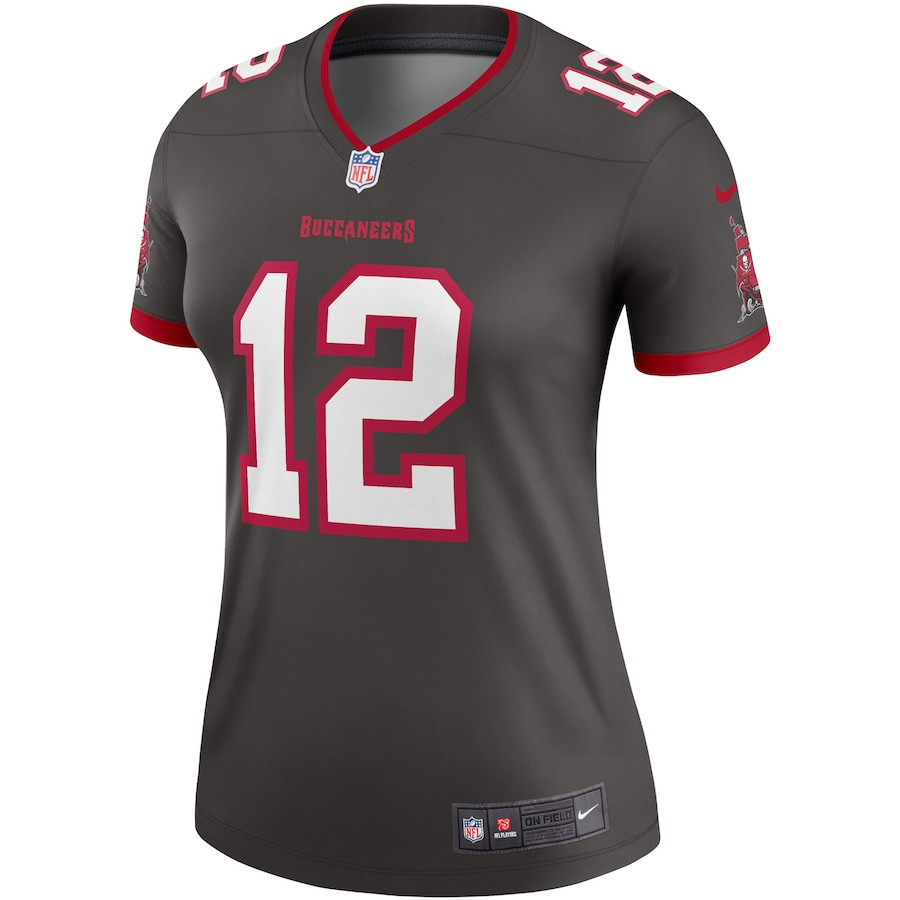 Tom Brady 12 Tampa Bay Buccaneers Alternate Legend Pewter NFL Jersey Women's