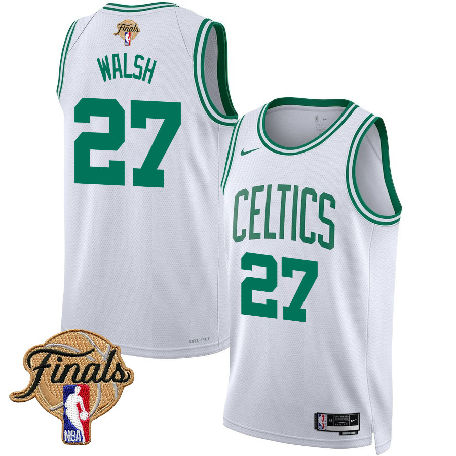 Jordan Walsh 27 Boston Celtics 2024 FINALS PATCH Swingman Association Editio White NBA Jersey Men's