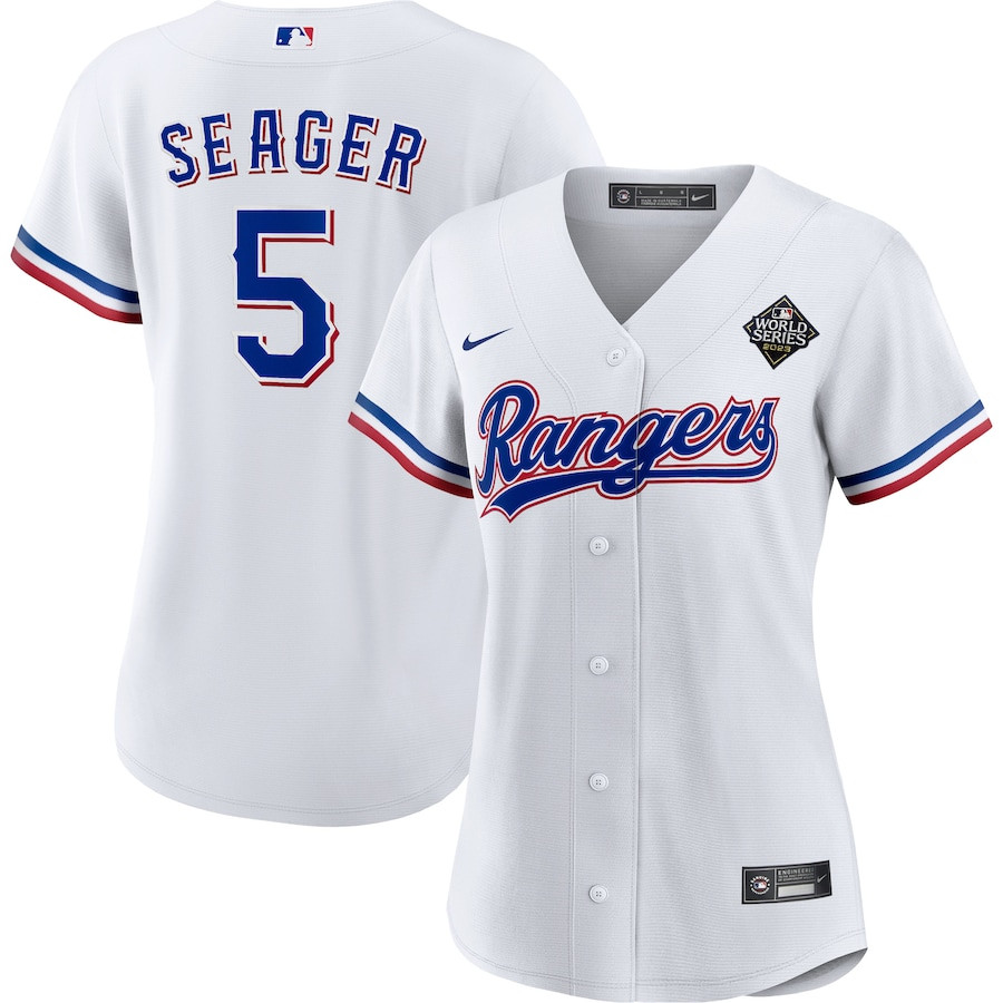 Corey Seager 5 Texas Rangers 2023 World Series White MLB Jersey Women's