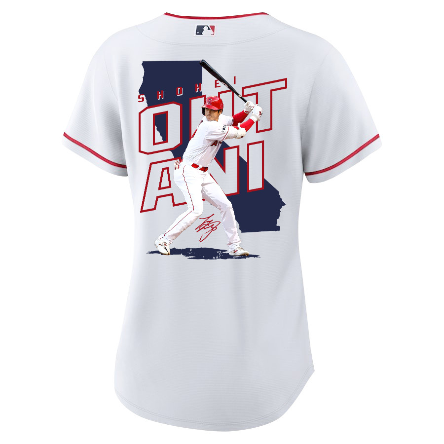 Shohei Ohtani 17 Los Angeles Angels Signed Map 2023 Home Player White MLB Jersey Women's