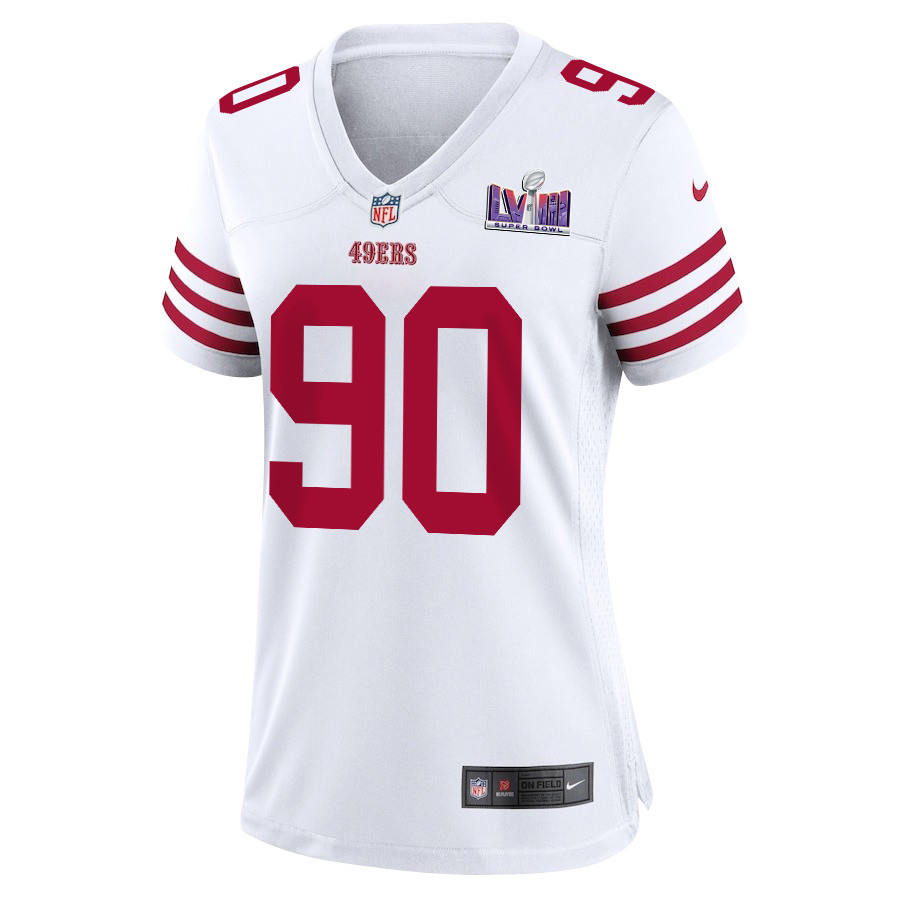 Kevin Givens 90 San Francisco 49ers Super Bowl LVIII Patch Game White NFL Jersey Women's