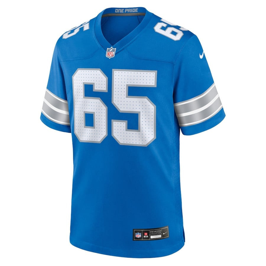 Kingsley Eguakun 65 Detroit Lions Game Blue NFL Jersey Men's