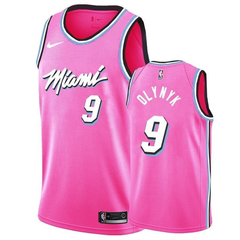 Miami Heat Kelly Olynyk 9 Earned Edition Pink NBA Jersey Men's