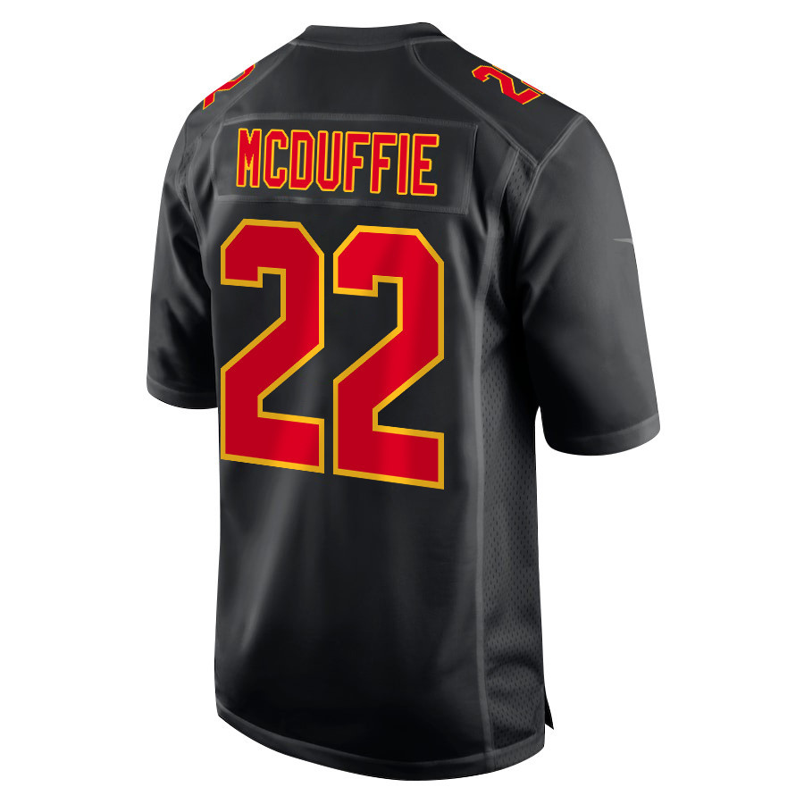 Trent McDuffie 22 Kansas City Chiefs Super Bowl LVIII Champions 4X Fashion Game Carbon Black NFL Jersey Men's