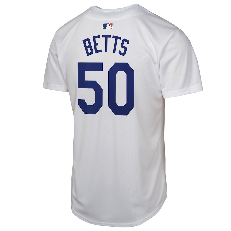 Mookie Betts 50 Los Angeles Dodgers 2024 World Series Game White MLB Jersey Youth