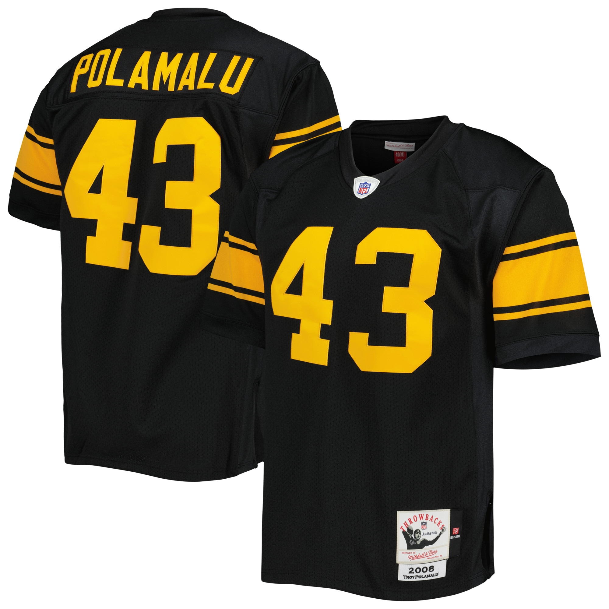 Troy Polamalu Pittsburgh Steelers 2008 Mitchell & Ness Authentic Throwback Retired Player Jersey - Black