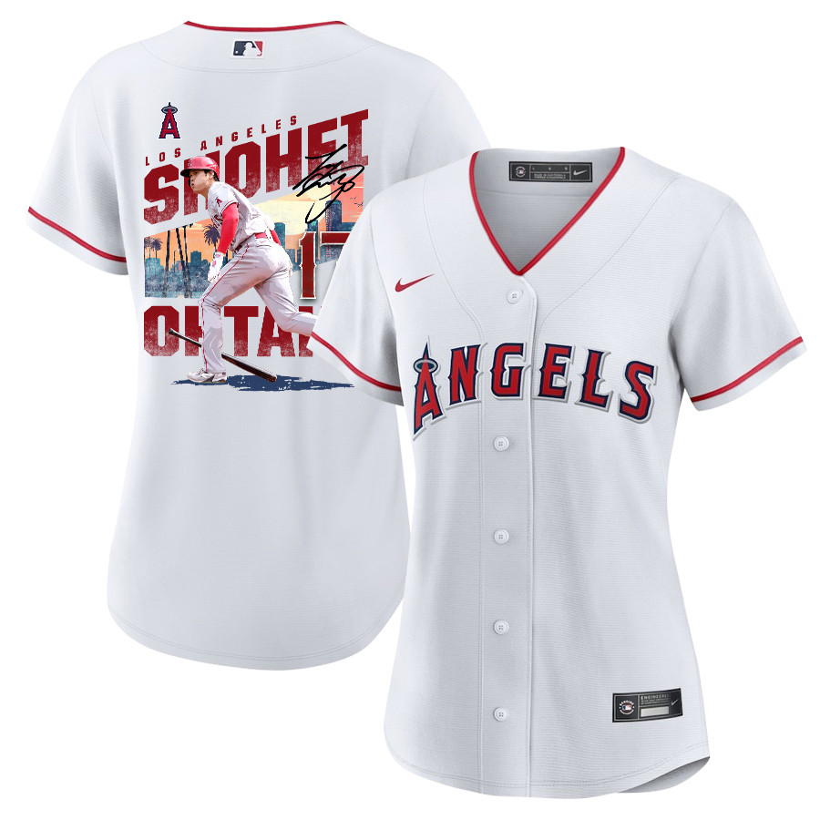 Shohei Ohtani 17 Los Angeles Angels Signed City 2023 Home Player White MLB Jersey Women's