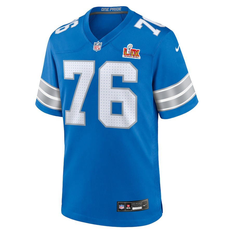 Connor Galvin #76 Detroit Lions Super Bowl LIX Blue NFL Jersey Youth