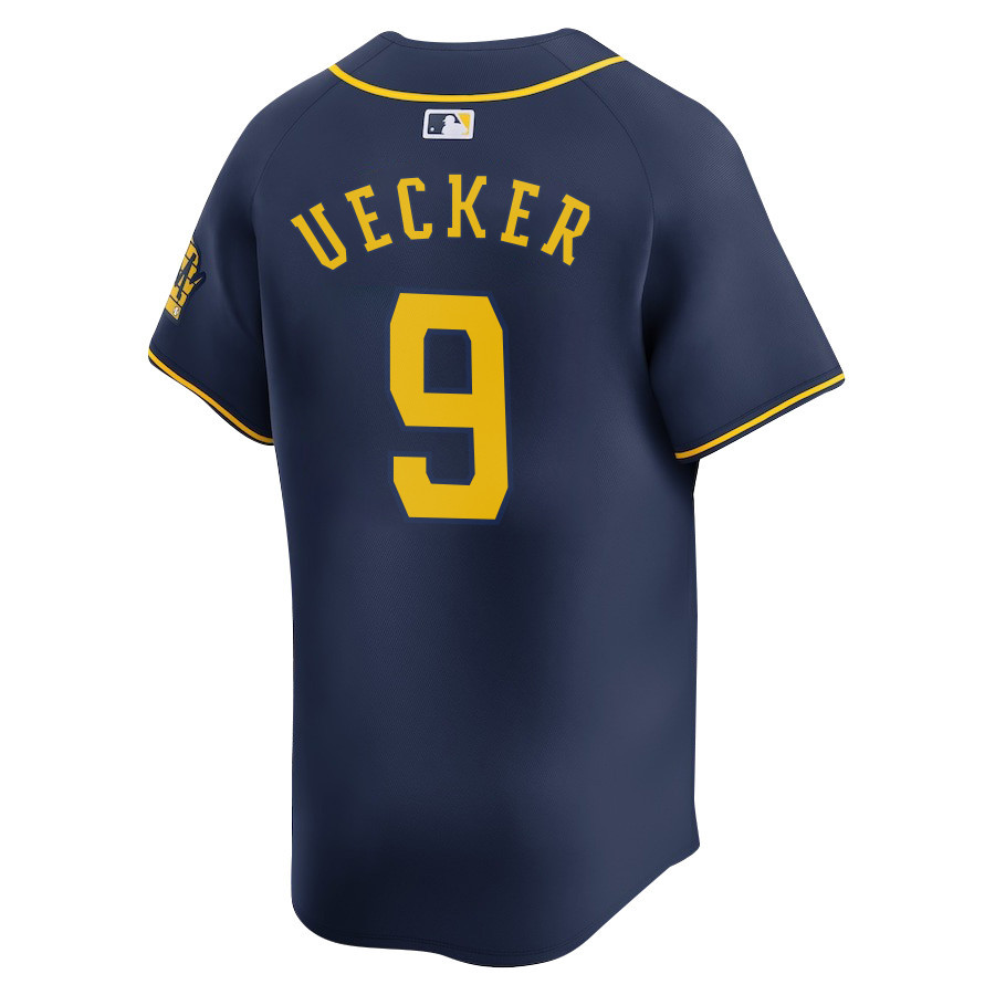 Bob Uecker #9 Milwaukee Brewers Alternate Limited Player ??Navy MLB Jersey Men's