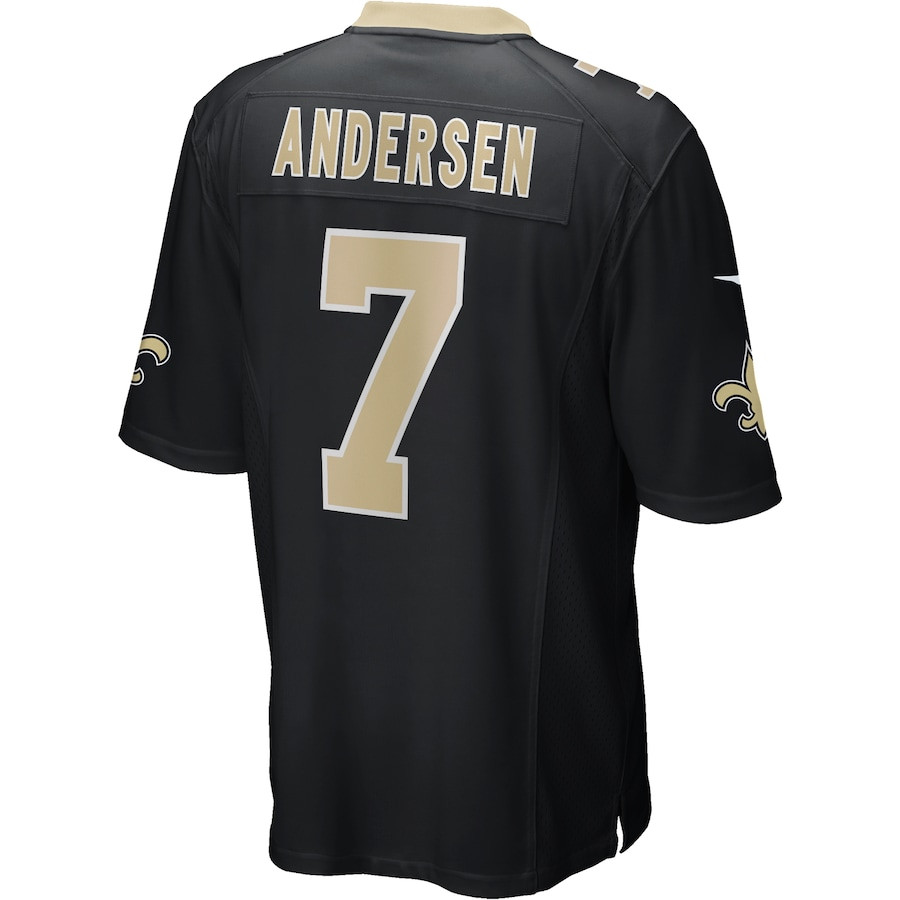 Morten Andersen 7 New Orleans Saints Game Retired Black NFL Jersey Men's