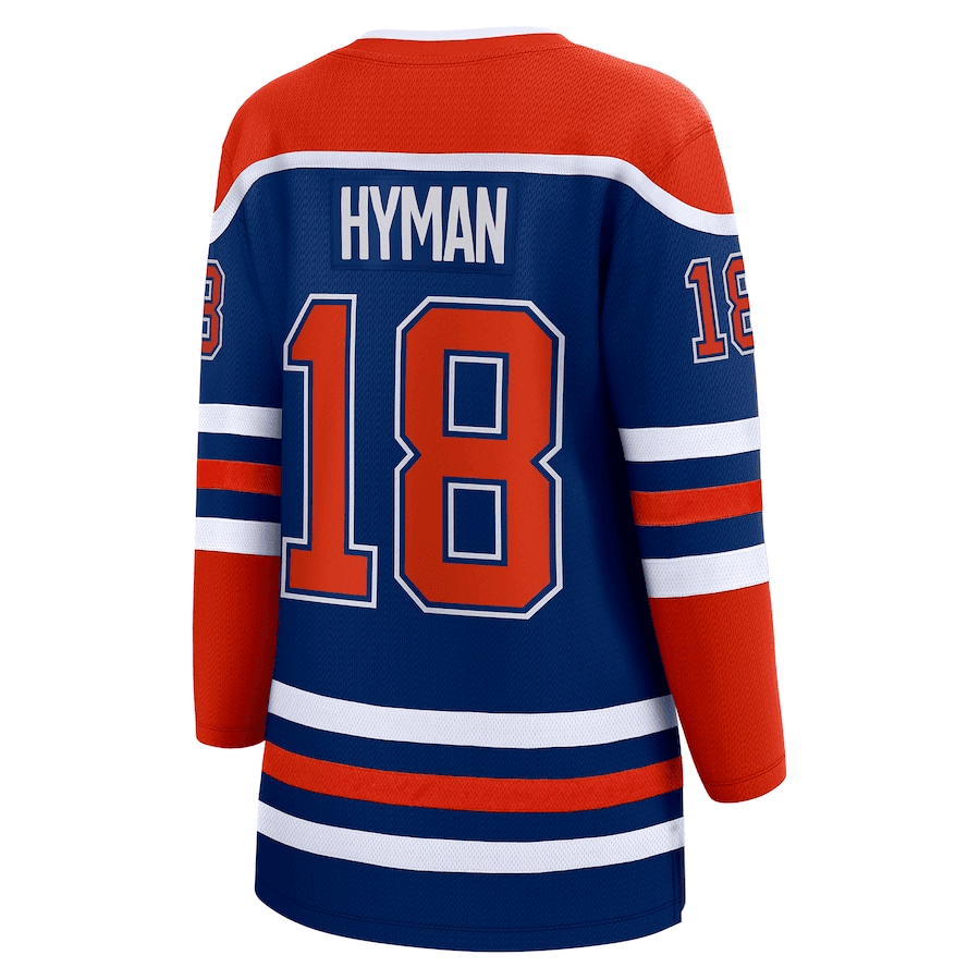 Zach Hyman 18 Edmonton Oilers 2024 Stanley Cup Final Home Breakaway Player Royal, Women NHL Jersey Women's