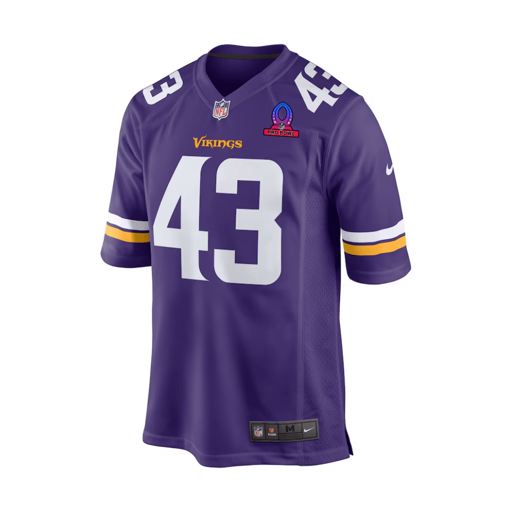 Andrew Van Ginkel 43 Baltimore Ravens 2025 Pro Bowl Patch Game Purple NFL Jersey Men's