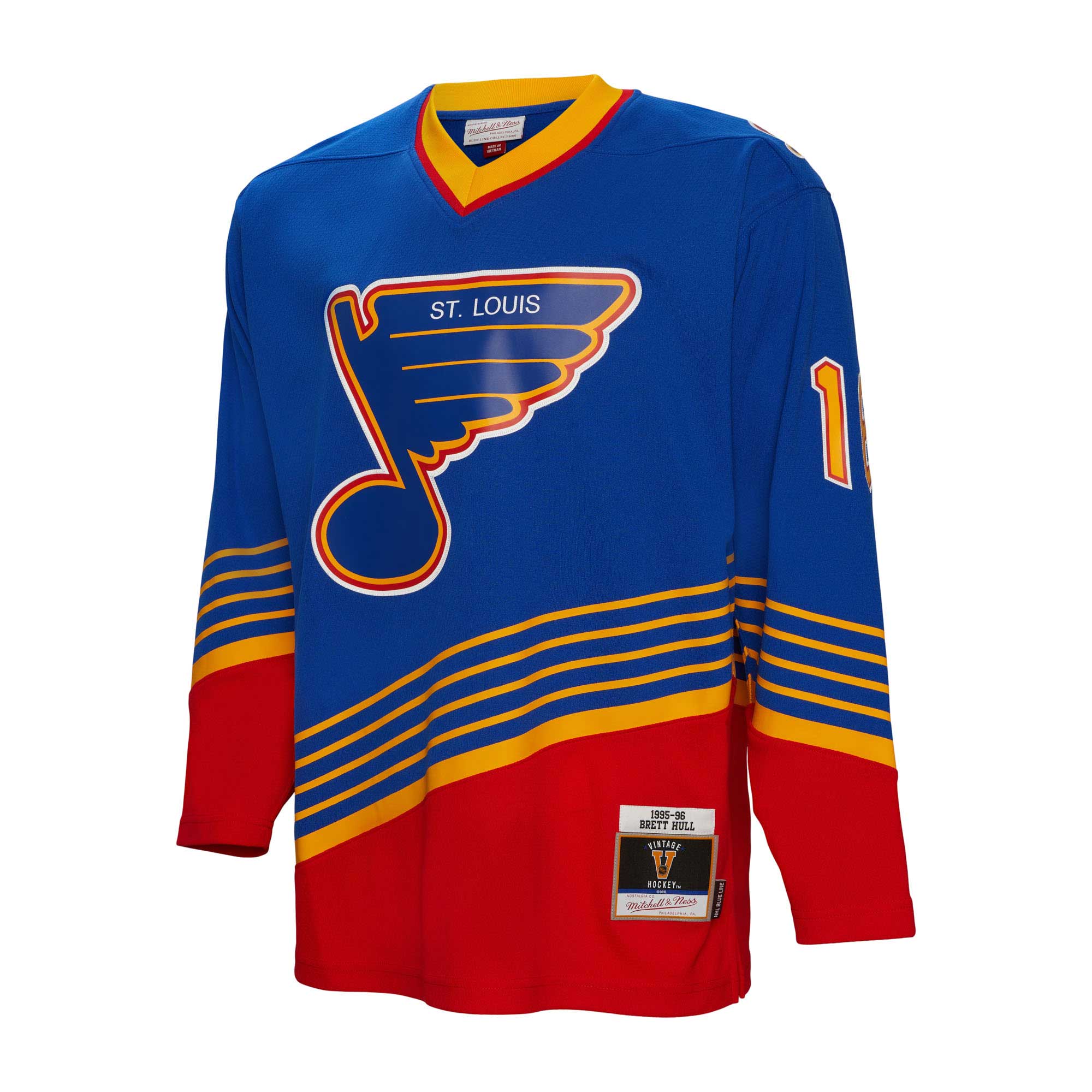 St. Louis Blues Brett Hull Mitchell Ness Blue 1995/96 Blue Line Player NHL Jersey Men's