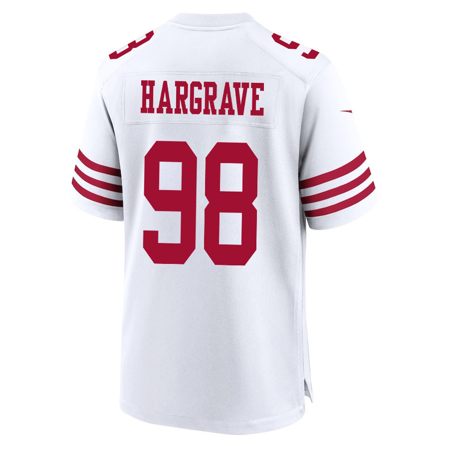 Javon Hargrave 98 San Francisco 49ers NFC Champions Patch Game White NFL Jersey Men's