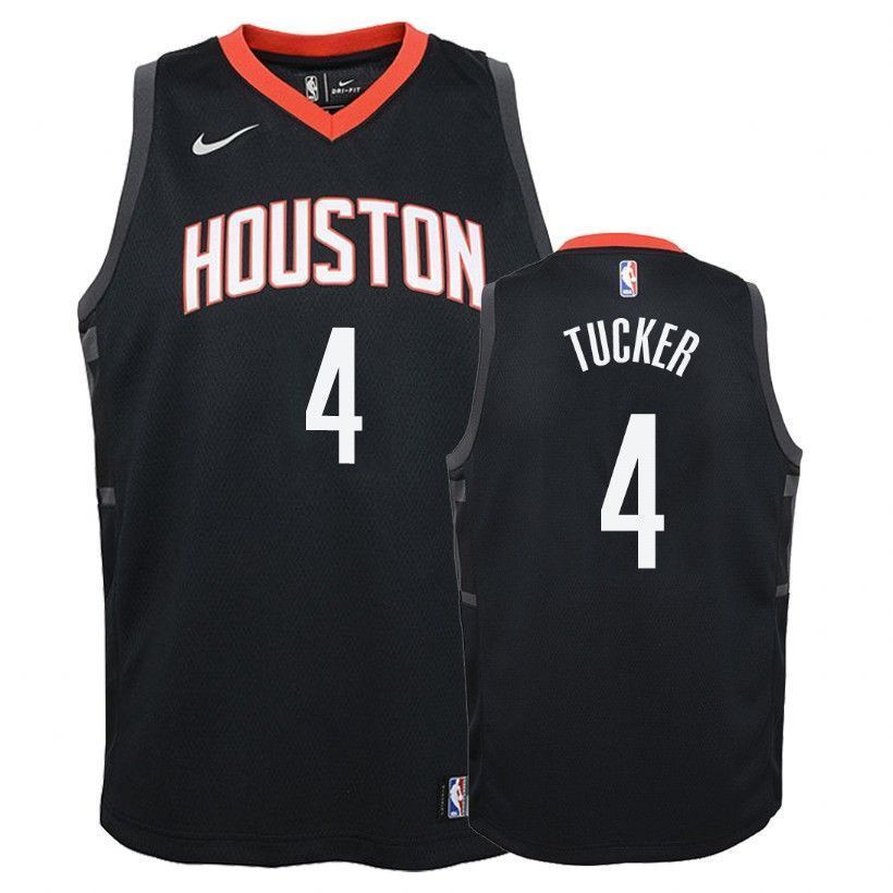 Houston Rockets P.j. Tucker 4 Statet Black NBA Jersey Youth