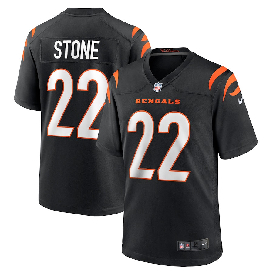 Geno Stone 22 Cincinnati Bengals Game Black NFL Jersey Men's