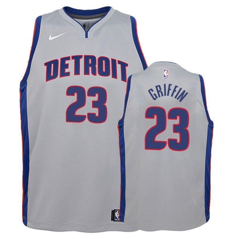 Detroit Pistons Blake Griffin 23 Statet Gray NBA Jersey Youth