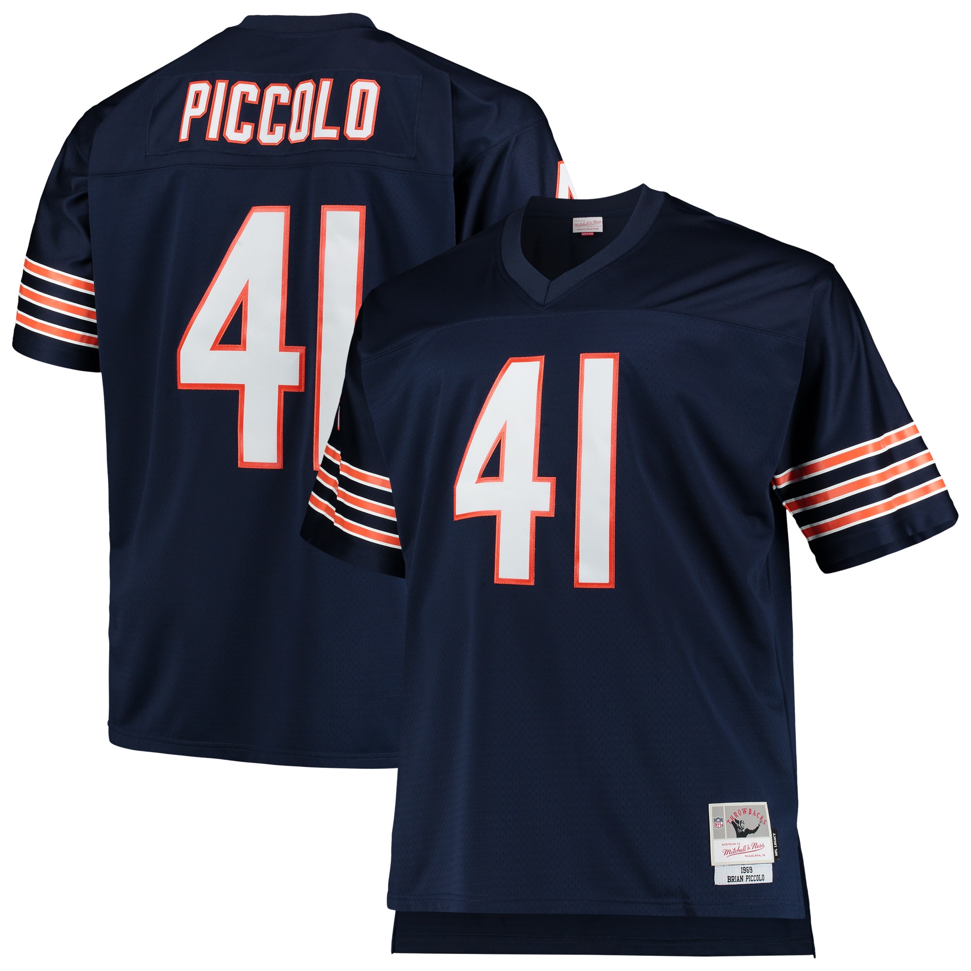 Chicago Bears Brian Piccolo Mitchell Ness Navy Big Tall 1969 Retired Player NFL Jersey Men's