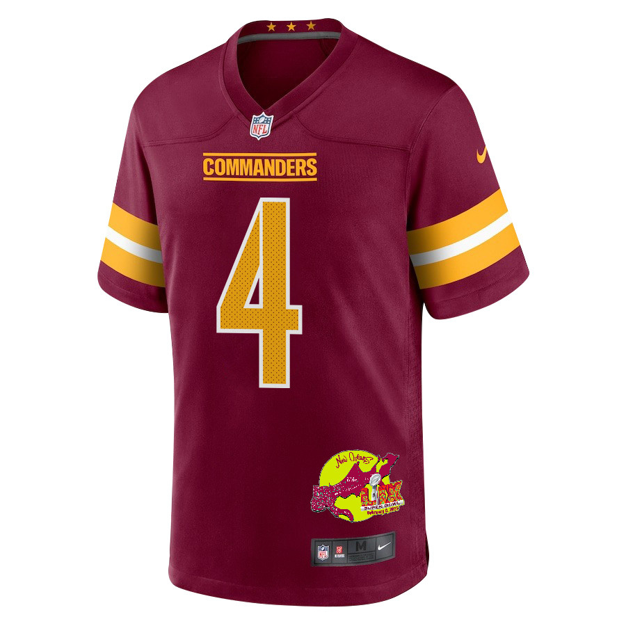 Frankie Luvu 4 Washington Commanders Super Bowl LIX New Orleans Patch Game Burgundy NFL Jersey Men's