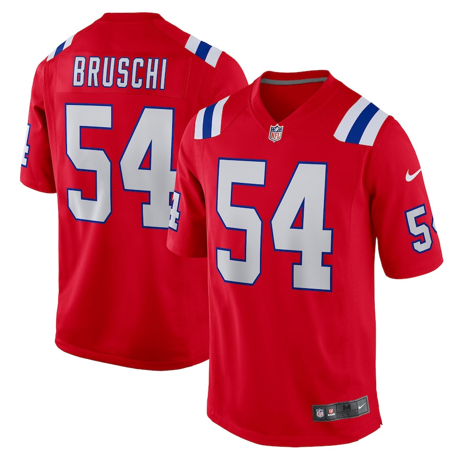Tedy Bruschi 54 New England Patriots Retired Alternate Game Red NFL Jersey Men's