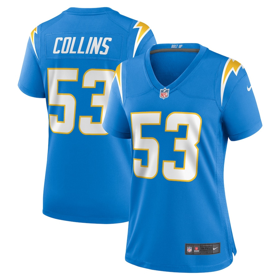 Chris Collins 53 Los Angeles Chargers Game Powder Blue NFL Jersey Women's