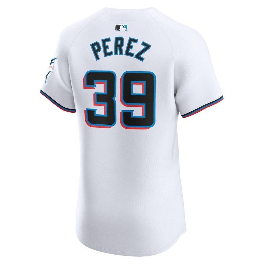 Eury Perez 39 Miami Marlins Home Elite Player White MLB Jersey Men's