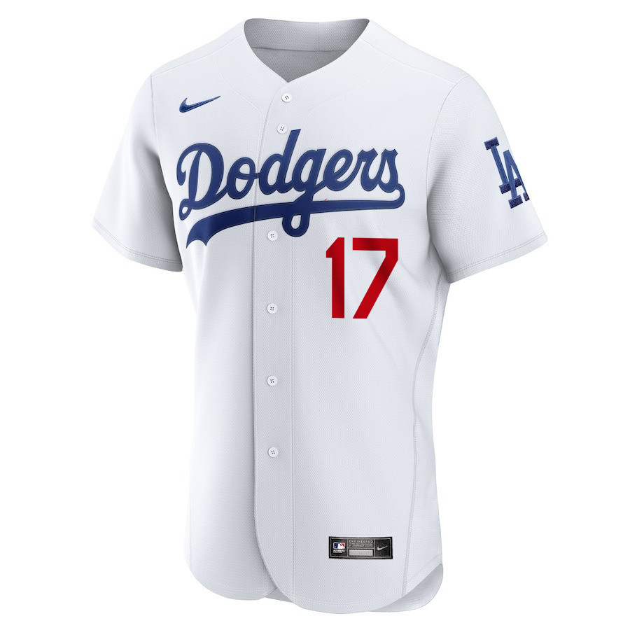 Shohei Ohtani 17 Los Angeles Dodgers Signed Name 2023 Home ELITE White MLB Jersey Men's