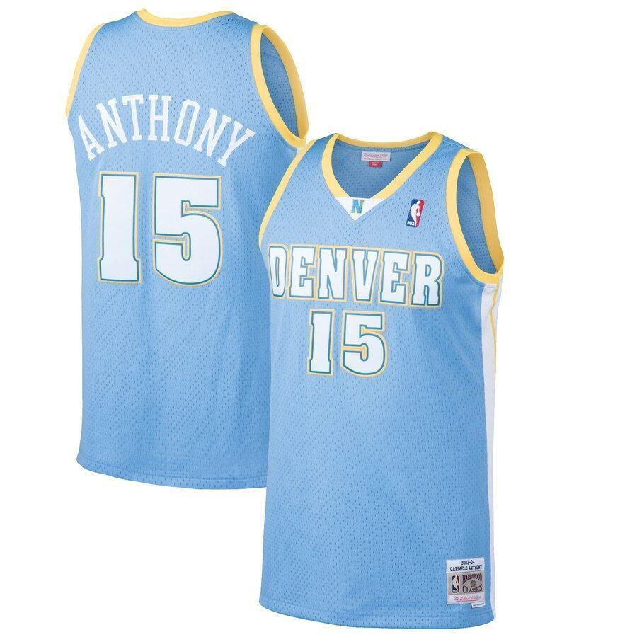 Carmelo Anthony Denver Nuggets Mitchell Ness 2003-04 Hardwood Classics Swingman Light Blue NBA Jersey Men's