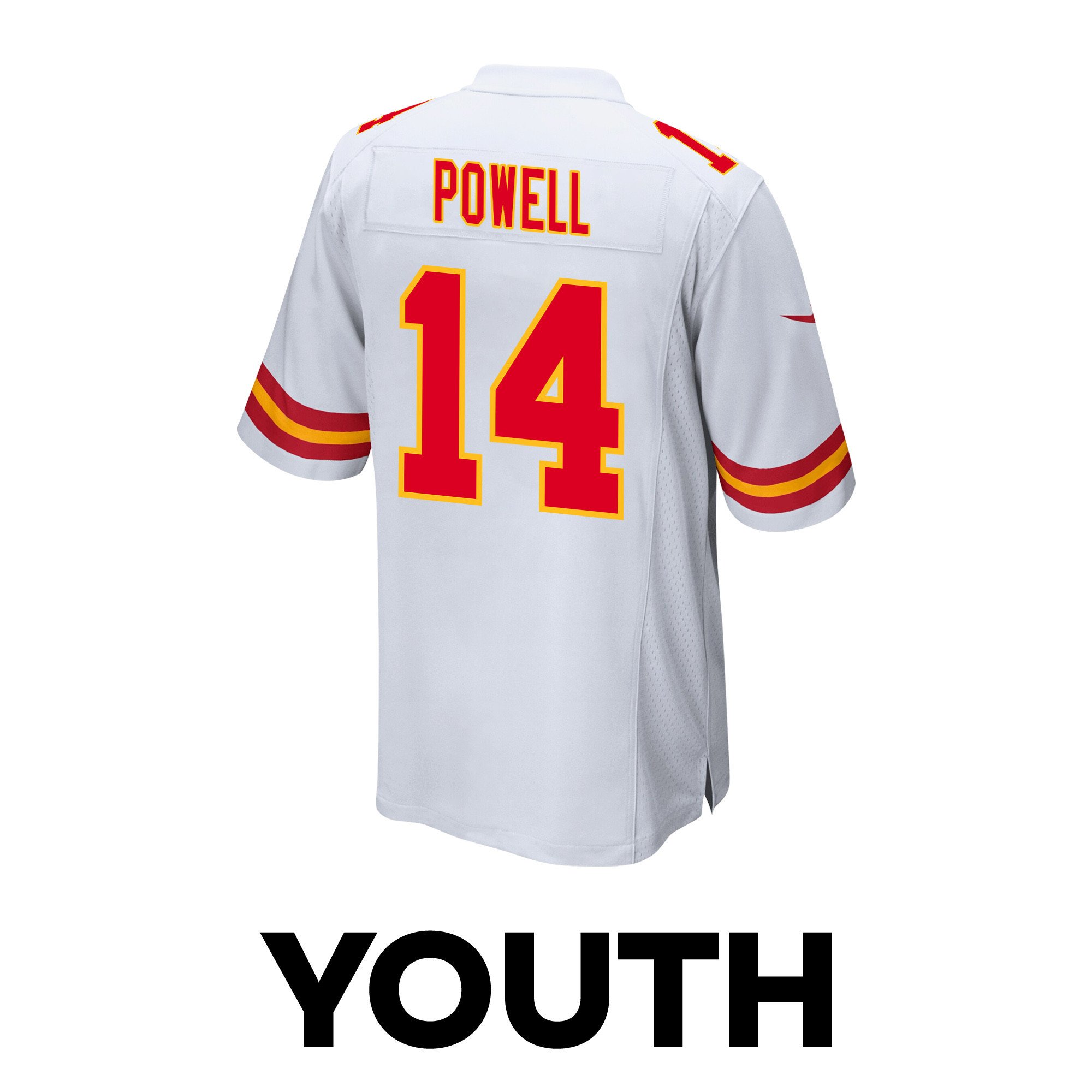 Cornell Powell 14 Kansas City Chiefs Super Bowl LVIII Champions 4 Stars Patch Game White NFL Jersey Youth