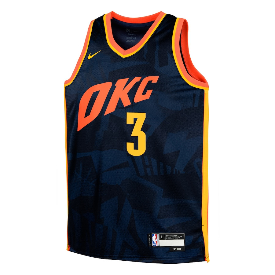 Josh Giddey 3 Oklahoma City Thunder 2023/24 City Edition Swingma Navy NBA Jersey Youth