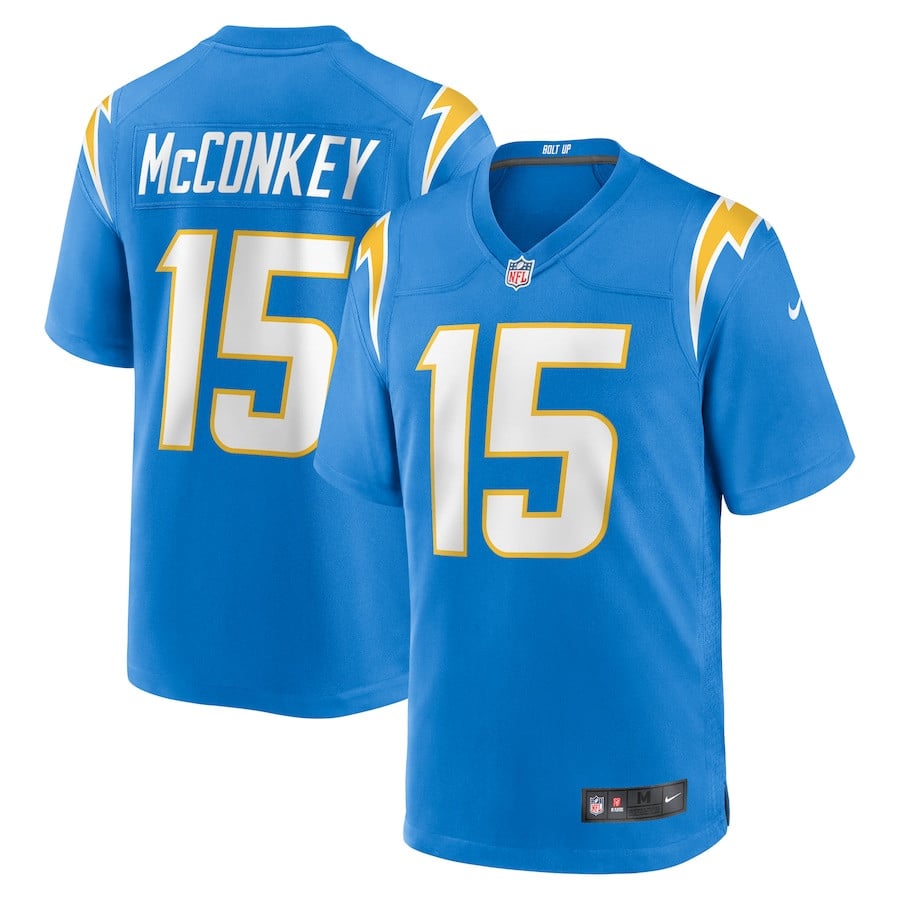 Ladd McConkey 15 Los Angeles Chargers Team Game Powder Blue NFL Jersey Men's