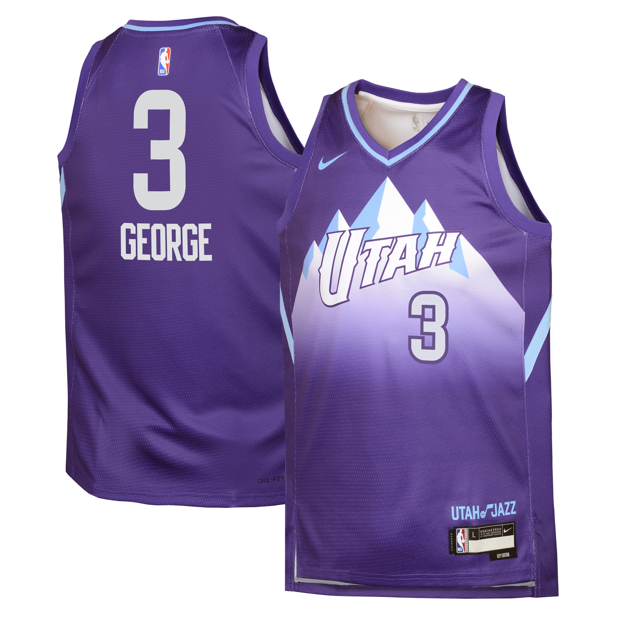 Camiseta City Edition Swingman Utah Jazz 2024 Purpura Keyonte George Juvenil NBA Jersey Men's