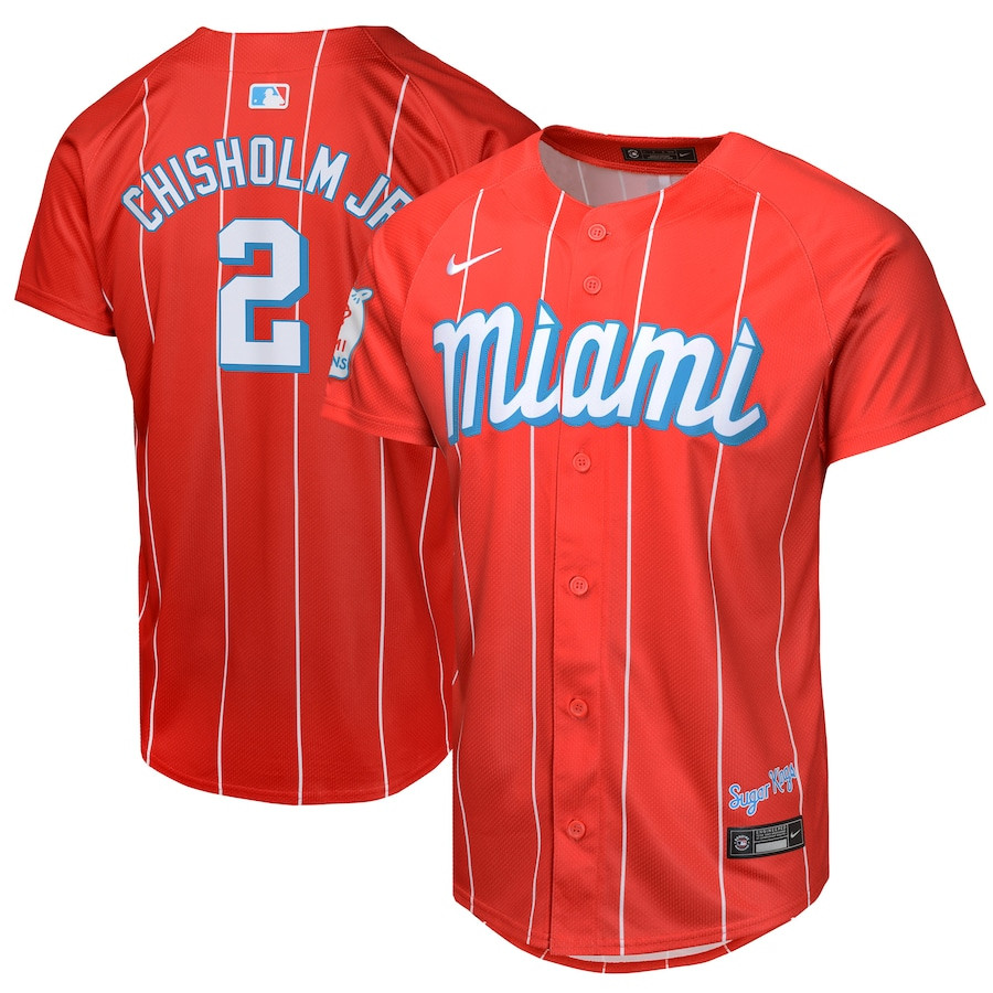 Jazz Chisholm Jr. 2 Miami Marlins City Connect Limited Red MLB Jersey Youth