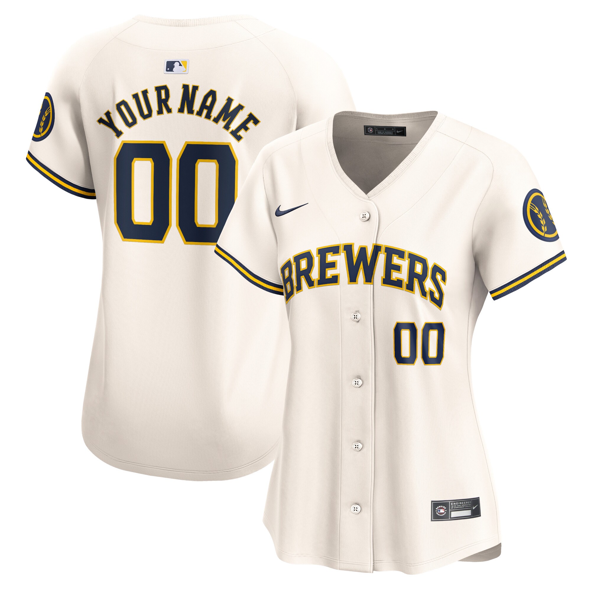 Milwaukee Brewers Cream Home Limited Custom MLB Jersey Women's