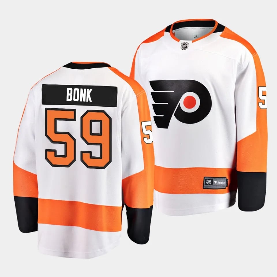 Oliver Bonk #59 Philadelphia Flyers 2023 Draft Away Orange/White NHL Jersey Men's