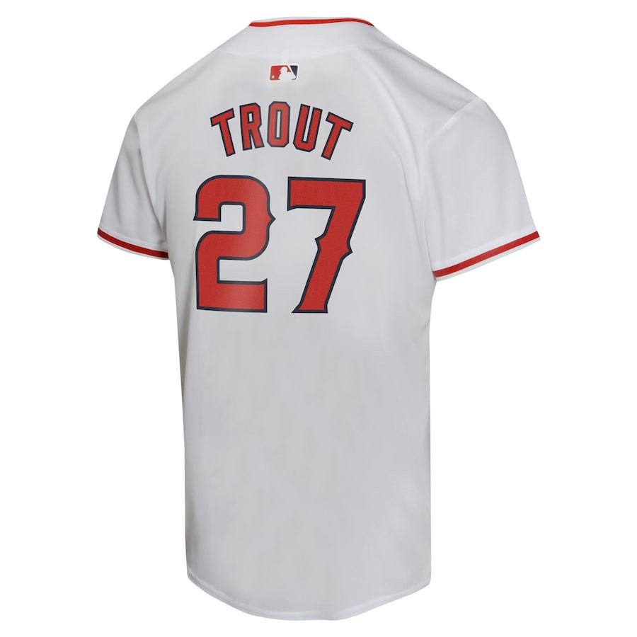 Mike Trout 27 Los Angeles Angels Home Game Player White MLB Jersey Youth