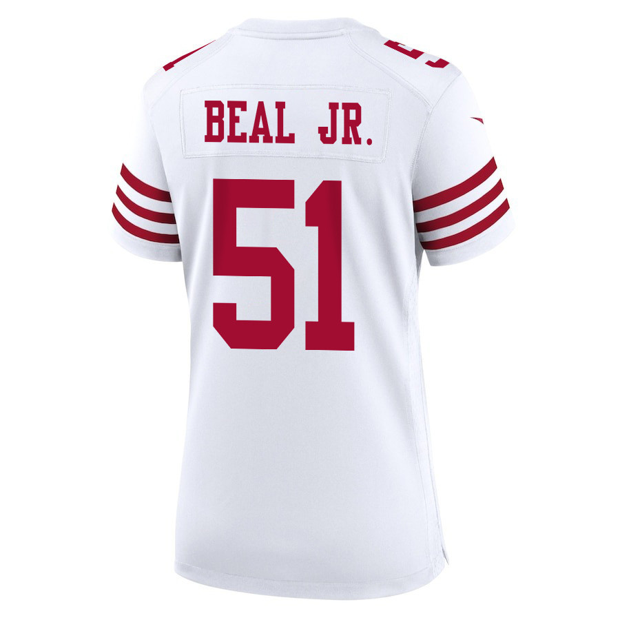 Robert Beal Jr. 51 San Francisco 49ers Super Bowl LVIII Patch Game White NFL Jersey Women's