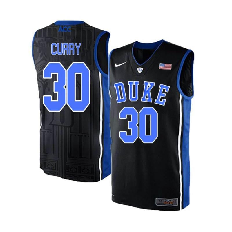30 Seth Curry Black Blue Elite Duke Blue Devils NCAA Jersey Men's