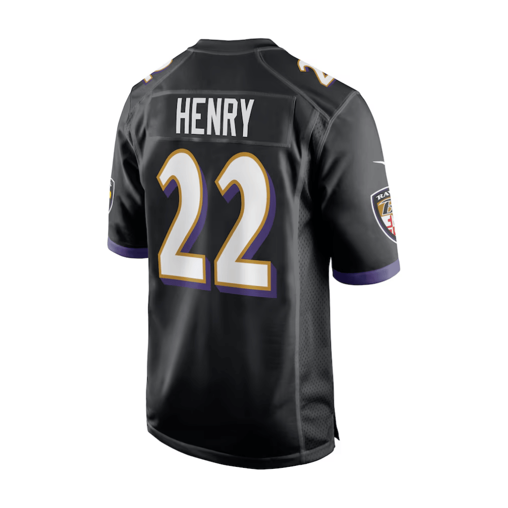 Derrick Henry 22 Baltimore Ravens 2025 Pro Bowl Patch Alternate Game Black NFL Jersey Men's