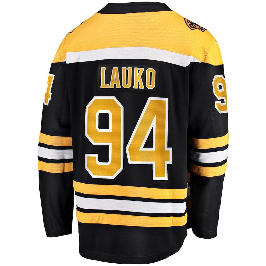 Jakub Lauko 94 Boston Bruins 100th Anniversary Breakaway White NHL Jersey Men's