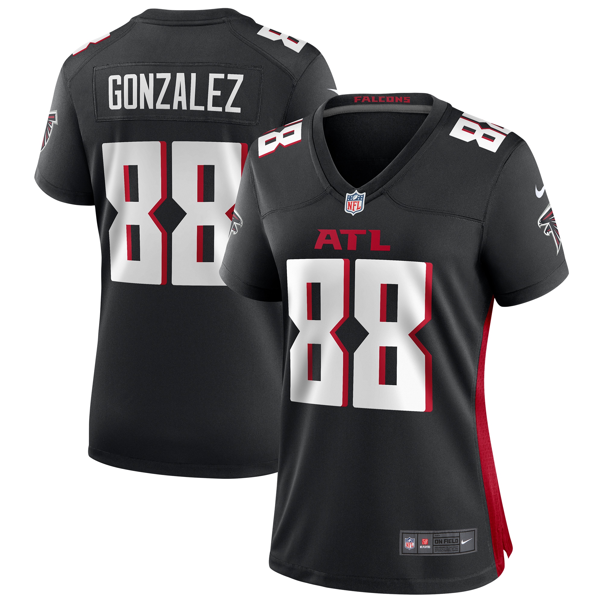 Atlanta Falcons Tony Gonzalez Black Game Retired Player NFL Jersey Women's