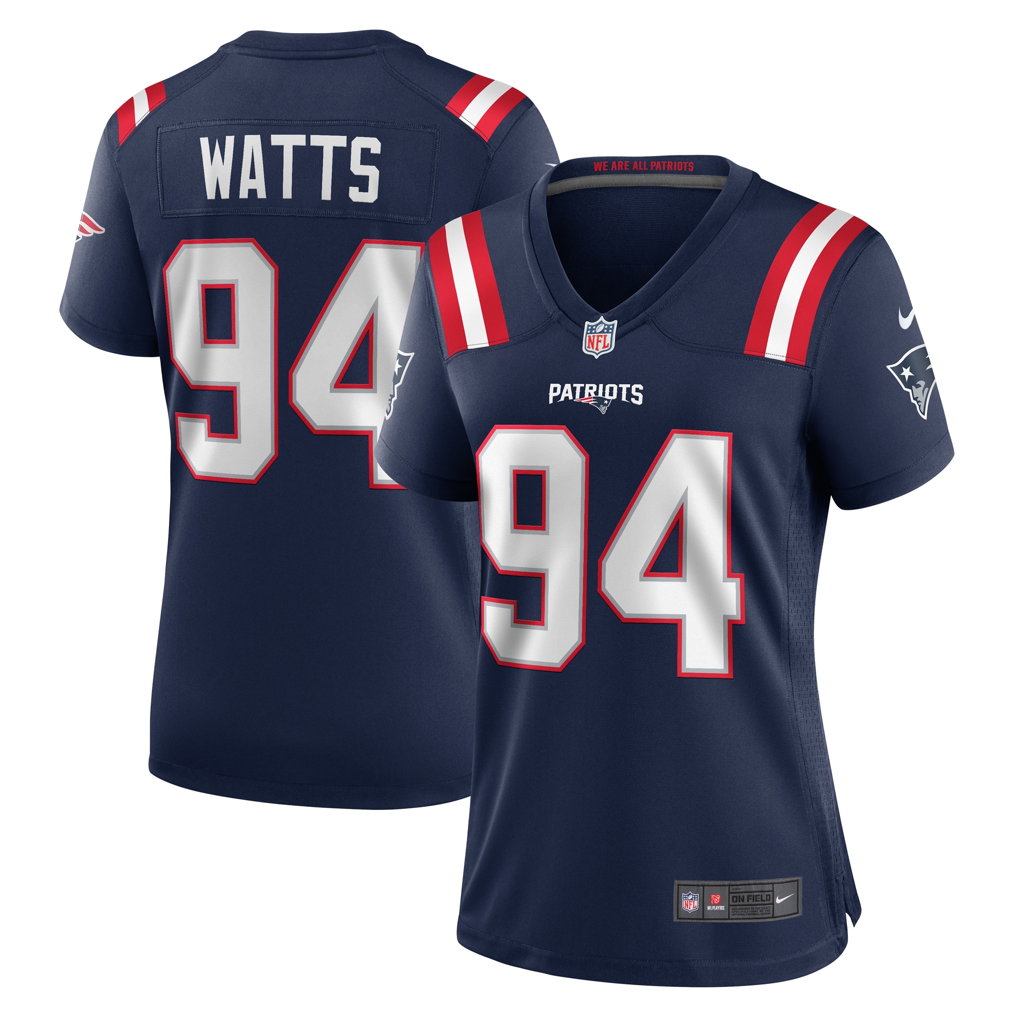 New England Patriots Armon Watts Navy Game NFL Jersey Women's