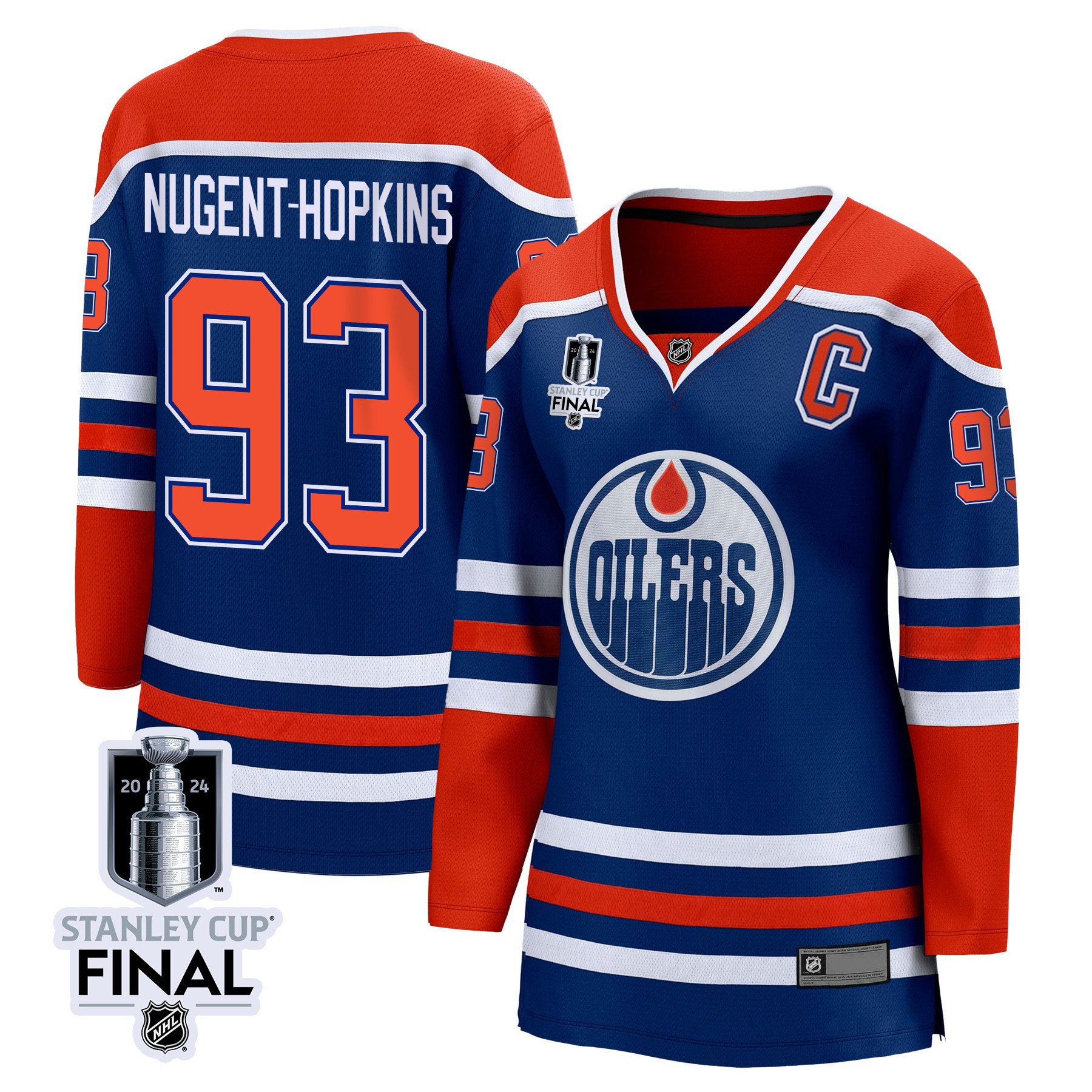 Ryan Nugent-Hopkins 93 Edmonton Oilers 2024 STANLEY CUP Final Home Royal NHL Jersey Women's