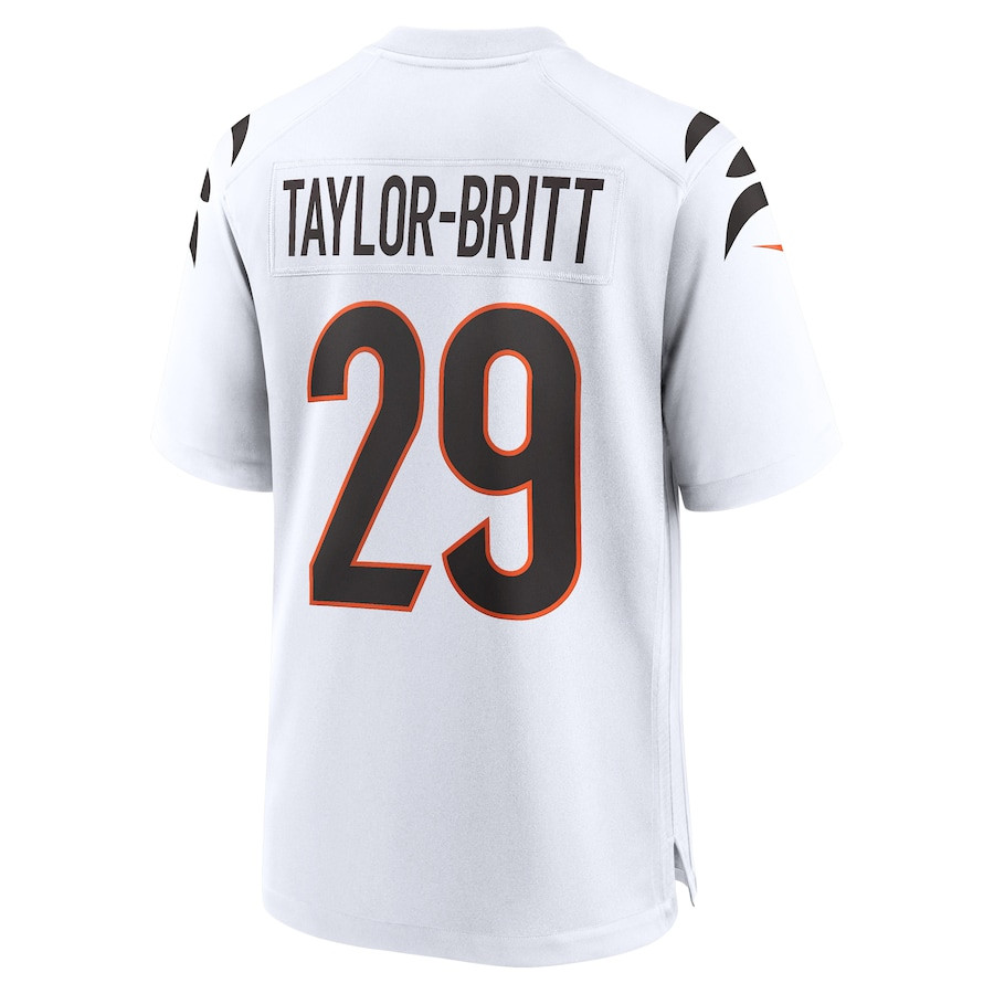 Cam Taylor-Britt 29 Cincinnati Bengals Game White NFL Jersey Men's