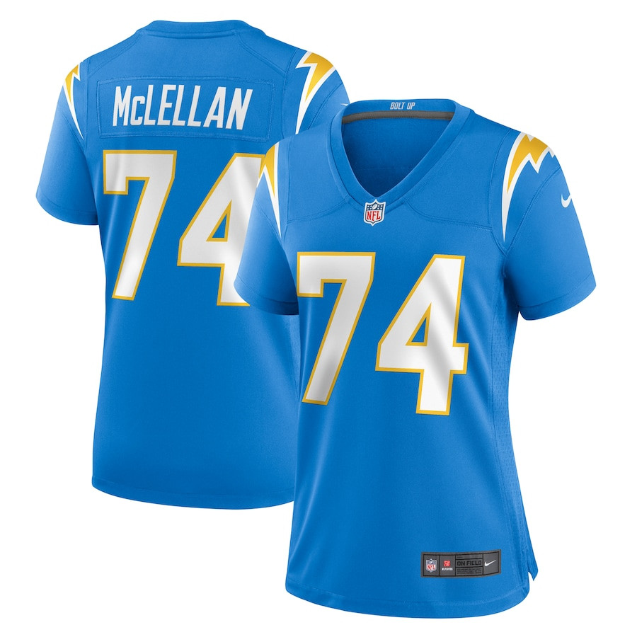 Tyler McLellan 74 Los Angeles Chargers Game Powder Blue NFL Jersey Women's